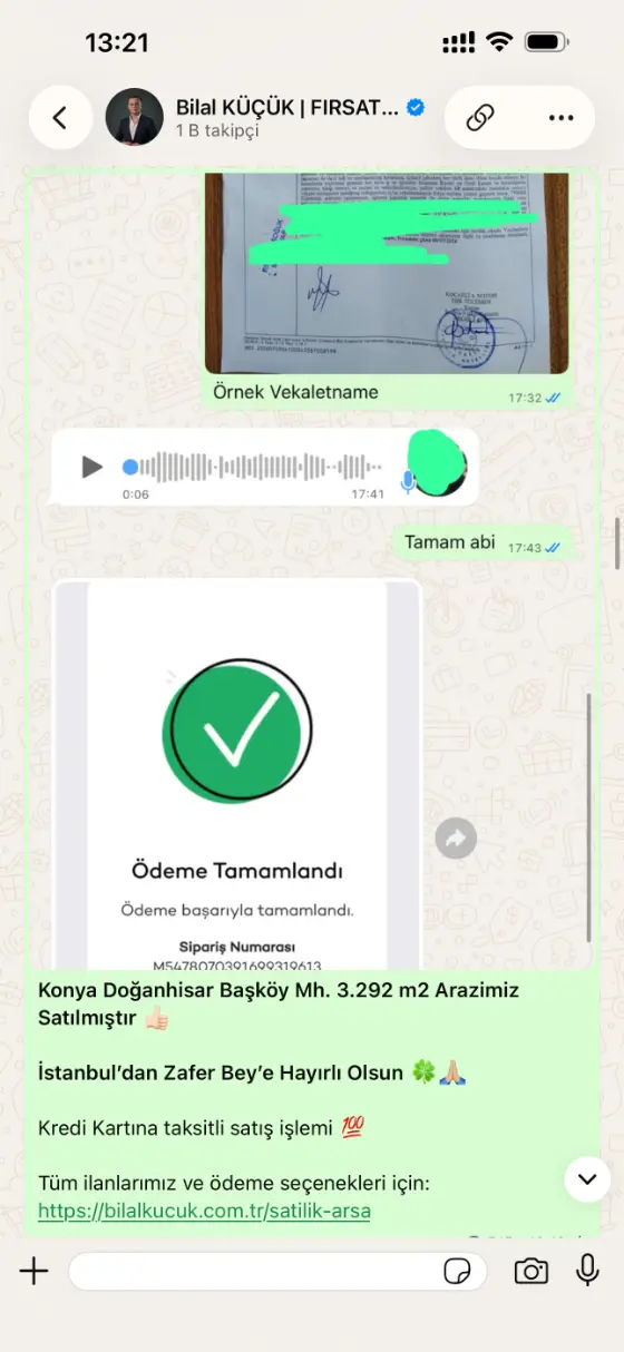 Kanalda paylaşılan yeni arazi ilanı